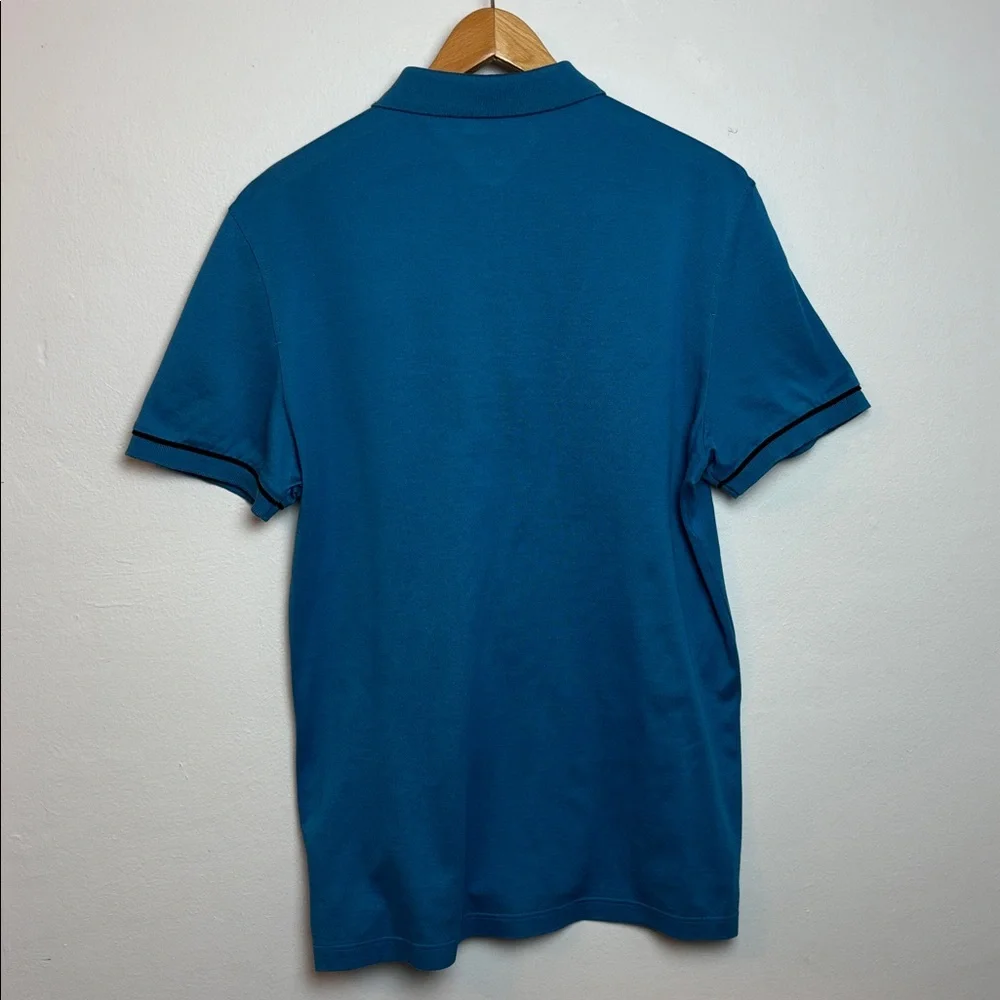 Salvatore Ferragamo Men's Large Zip-Up‎ Polo Shirt Blue Designer